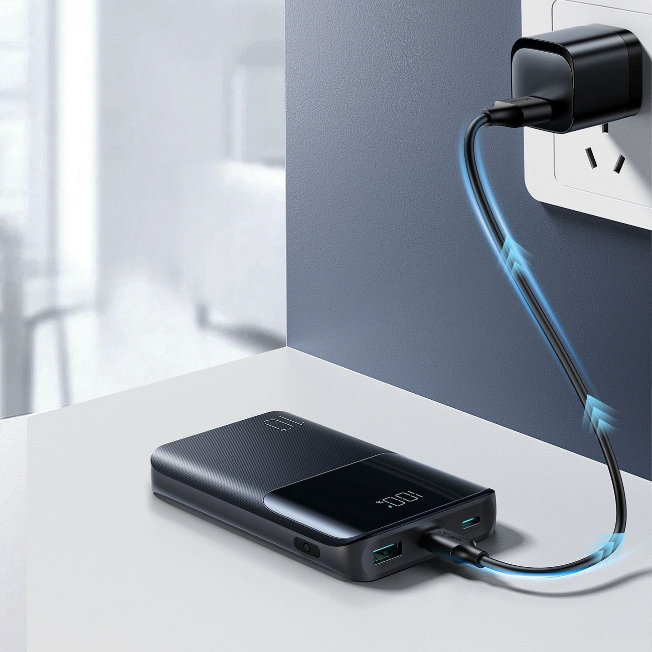 Ekstern Batteri Joyroom JR-QP191, 10000mAh, 22.5W, QC + PD, 1 x USB-A - 2 x USB-C, Svart