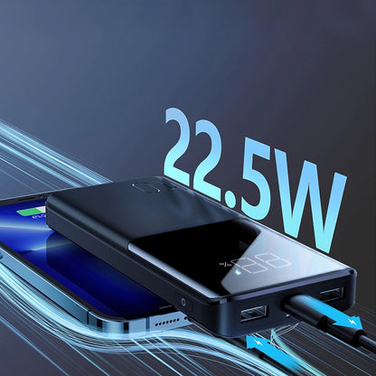 Ekstern batteri Joyroom JR-QP191, 10000mAh, 22.5W, QC + PD, 1 x USB-C - 2 x USB-A, Svart