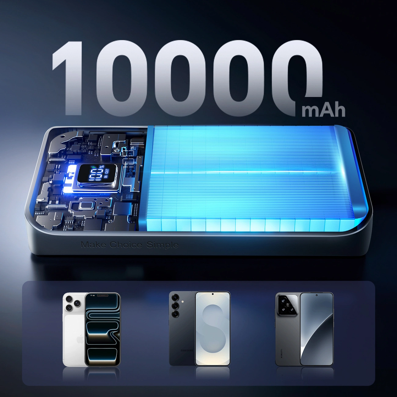 Ekstern Batteri Joyroom JR-QP191, 10000mAh, 22.5W, QC + PD, 1 x USB-A - 2 x USB-C, Hvit