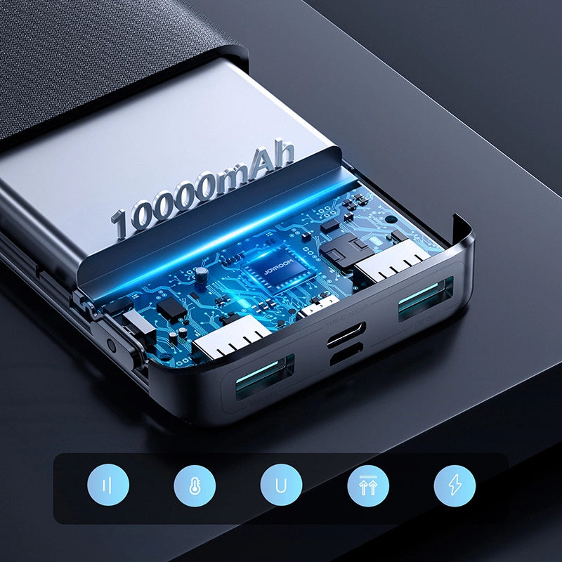 Ekstern batteri Joyroom JR-QP191, 10000mAh, 22.5W, QC + PD, 1 x USB-C - 2 x USB-A, Svart