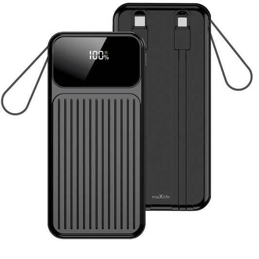 Ekstern batteri MaXlife MXPB-06, 10000mAh, 22.5W, QC + PD, 1 x Lightning - 2 x USB-A - 2 x USB-C, Svart