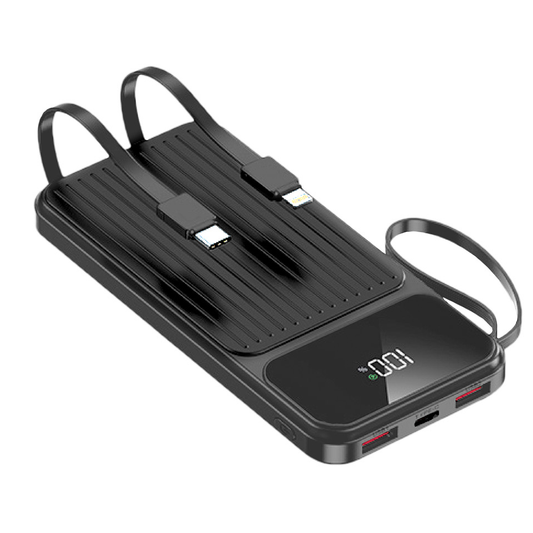 Ekstern batteri MaXlife MXPB-06, 10000mAh, 22.5W, QC + PD, 1 x Lightning - 2 x USB-A - 2 x USB-C, Svart