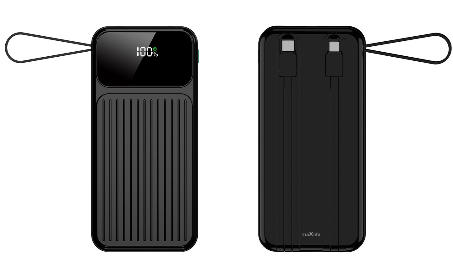 Ekstern batteri MaXlife MXPB-06, 10000mAh, 22.5W, QC + PD, 1 x Lightning - 2 x USB-A - 2 x USB-C, Svart