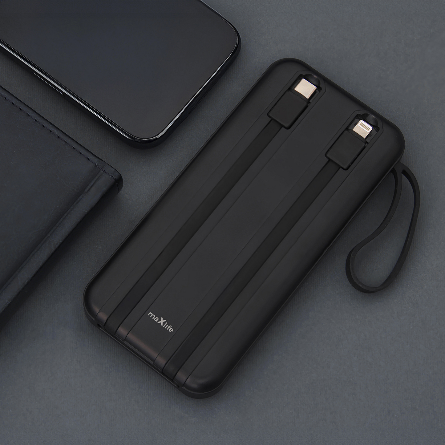 Ekstern batteri MaXlife MXPB-06, 10000mAh, 22.5W, QC + PD, 1 x Lightning - 2 x USB-A - 2 x USB-C, Svart