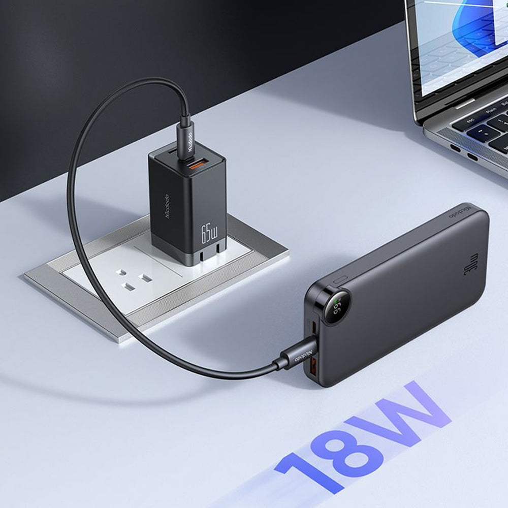Ekstern Batteri McDodo MC-3850 Display, 10000mAh, 30W, QC + PD, 1 x USB-A - 2 x USB-C, Svart