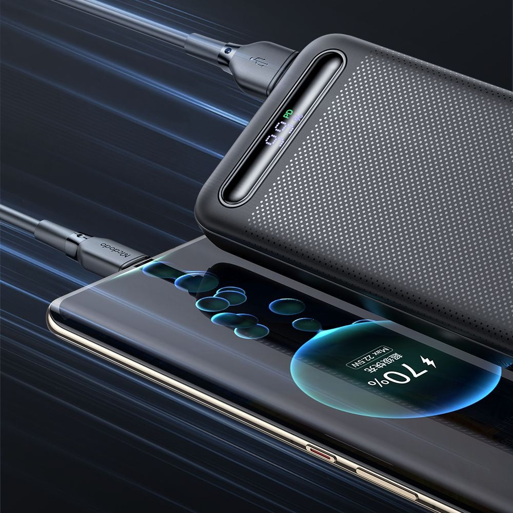 Ekstern batteri McDodo MC-3881 Star, 10000mAh, 22.5W, QC + PD, 2 x USB-A - 1 x USB-C, Svart