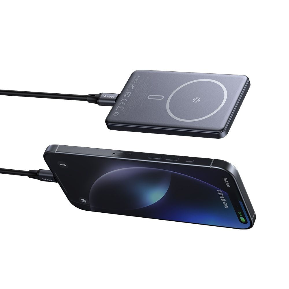 Ekstern trådløs batteri McDodo MC-4641 Meta, 5000mAh, 20W, PD + FQI, 1 x QI - 1 x USB-C, Svart