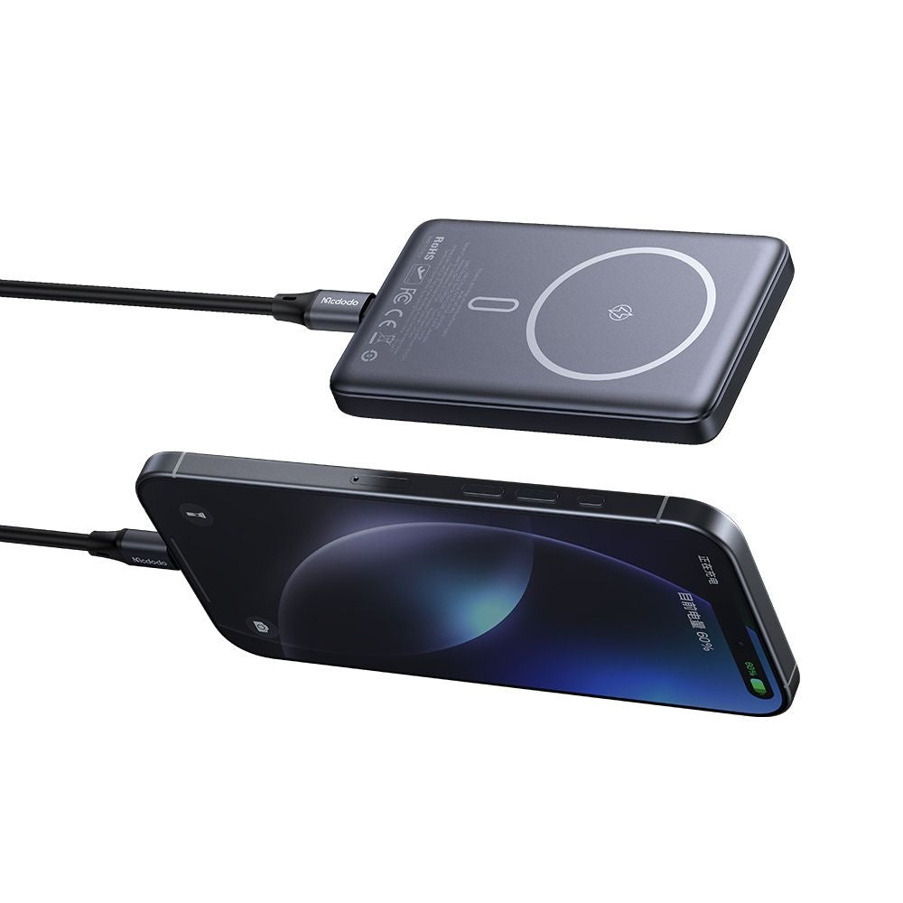 Ekstern trådløs batteri McDodo MC-4651 Meta, 10000mAh, 20W, PD + FQI, 1 x QI - 1 x USB-C, Svart