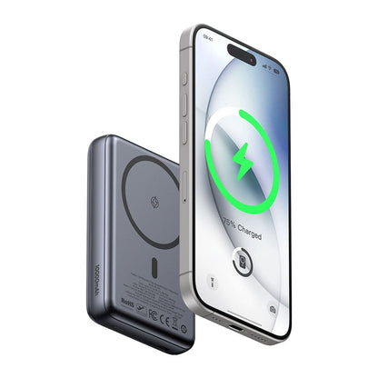 Ekstern trådløs batteri McDodo MC-8371 Meta, 10000mAh, 20W, PD + FQI, 1 x QI - 1 x USB-C, Grå