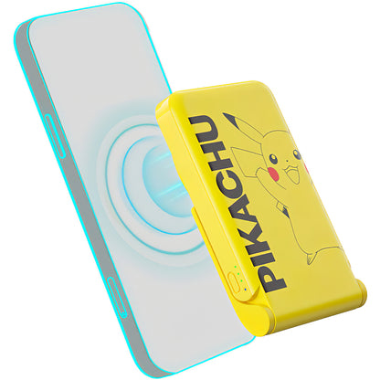Trådløs ekstern batteri OTL Pokemon Pikatchu, 5000mAh, 20W, PD + FQI, 1 x QI - 1 x USB-C, Gul PK1191