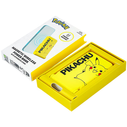 Trådløs ekstern batteri OTL Pokemon Pikatchu, 5000mAh, 20W, PD + FQI, 1 x QI - 1 x USB-C, Gul PK1191