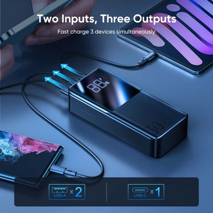 Ekstern batteri Joyroom JR-QP193, 30000mAh, 22,5W, QC + PD, 1 x USB-C - 2 x USB-A, Svart