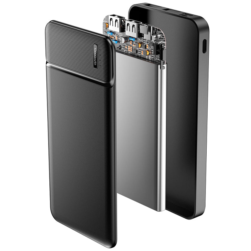Ekstern batteri MaXlife MXPB-01, 10000mAh, 12W, 2 x USB-A, Svart