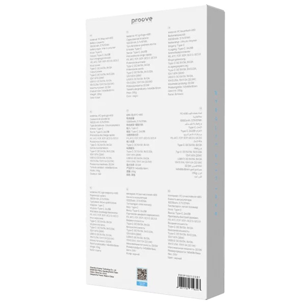 Ekstern Batteri Proove Illuminator 2, 10000mAh, 22.5W, QC + PD, 2 x USB-A - 1 x USB-C, Svart PBIP10212201