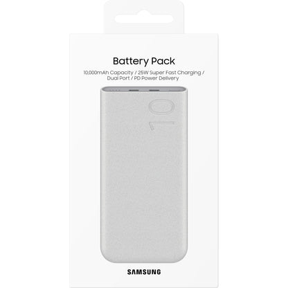 Ekstern Samsung-batteri, 10000mAh, 25W, PD, 2 x USB-C, Beige, Reseglet EB-P3400XUEGEU
