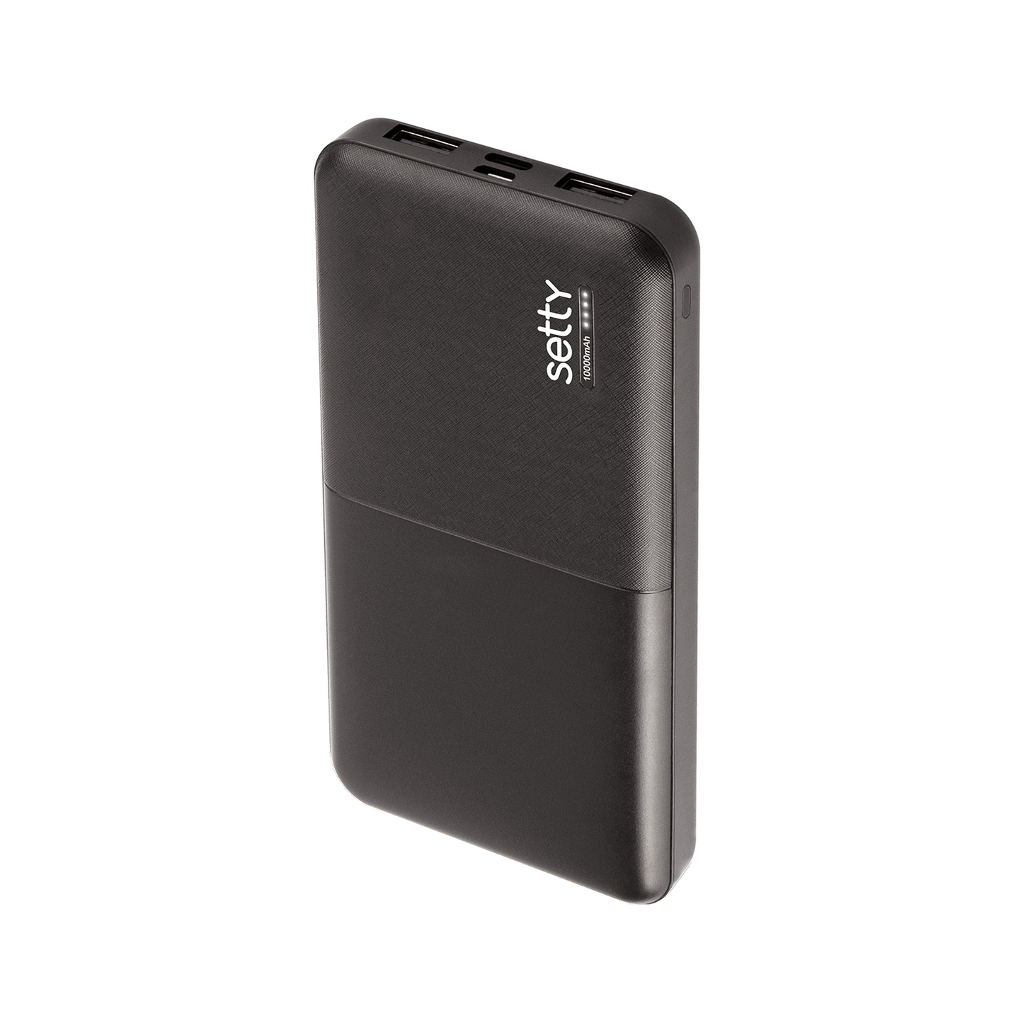 Setty Ekstern Batteri, 10000mAh, 10W, 2 x USB-A, Svart