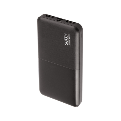 Setty Ekstern Batteri, 10000mAh, 10W, 2 x USB-A, Svart