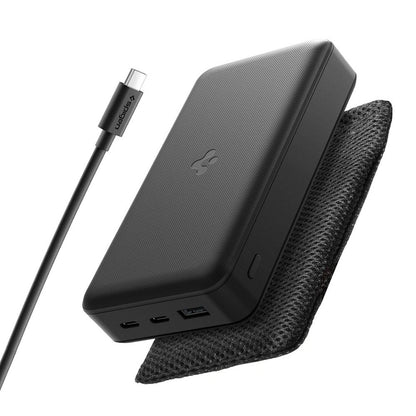 Ekstern batteri Spigen, 30000mAh, 30W, QC + PD, 1 x USB-A - 2 x USB-C, Svart