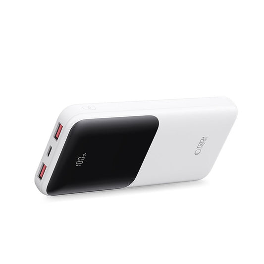 Ekstern batteri Tech-Protect PB01, 10000mAh, 22.5W, QC + PD, 1 x USB-C - 2 x USB-A, Hvit