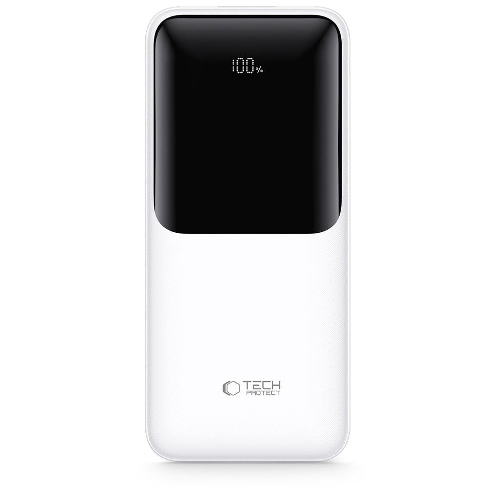 Ekstern batteri Tech-Protect PB02, 20000mAh, 22.5W, QC + PD, 1 x USB-C - 2 x USB-A, Hvit