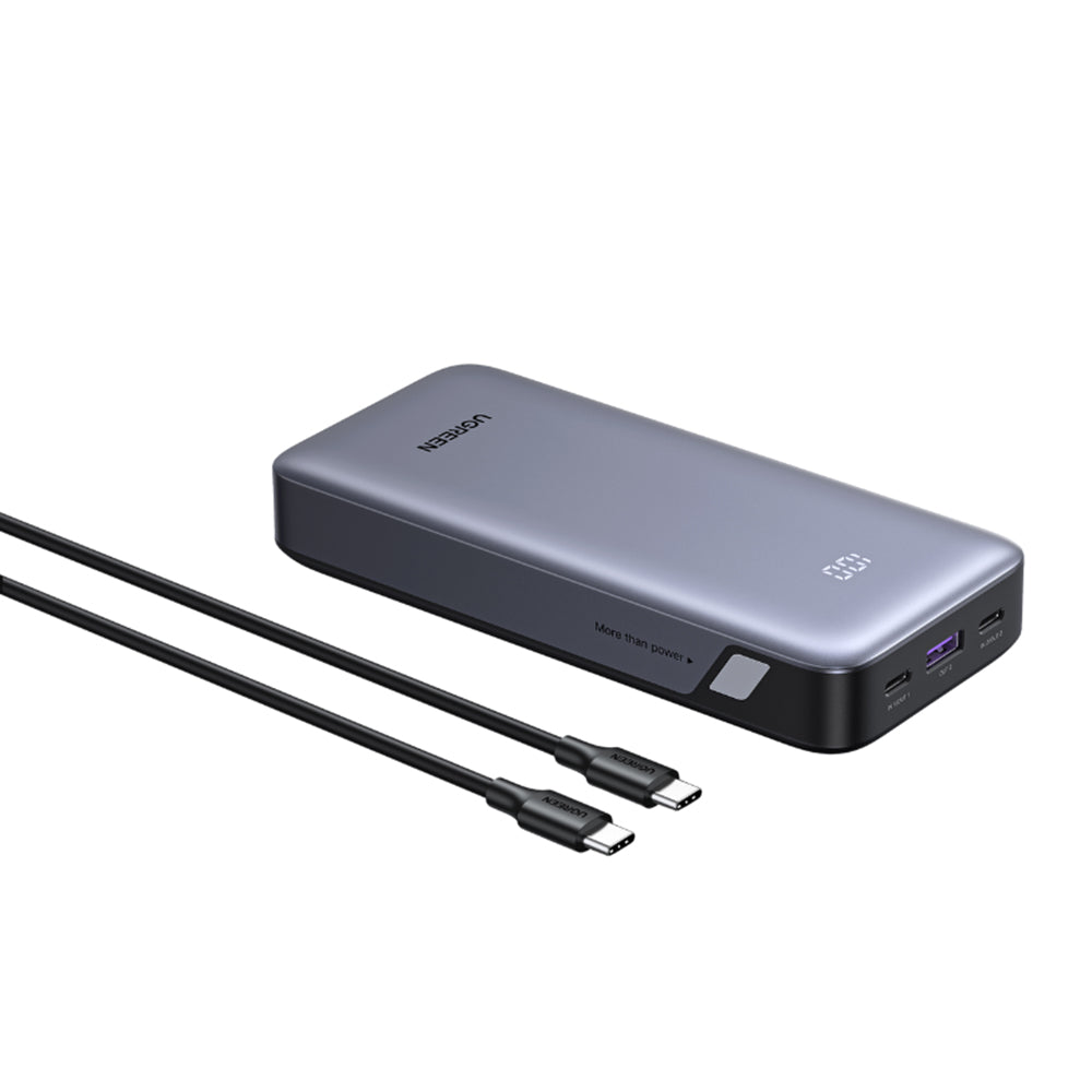 Ekstern batteri UGREEN Nexode PB532 (55989B), 20000mAh, 30W, QC + PD, 1 x USB-A - 2 x USB-C, Grå