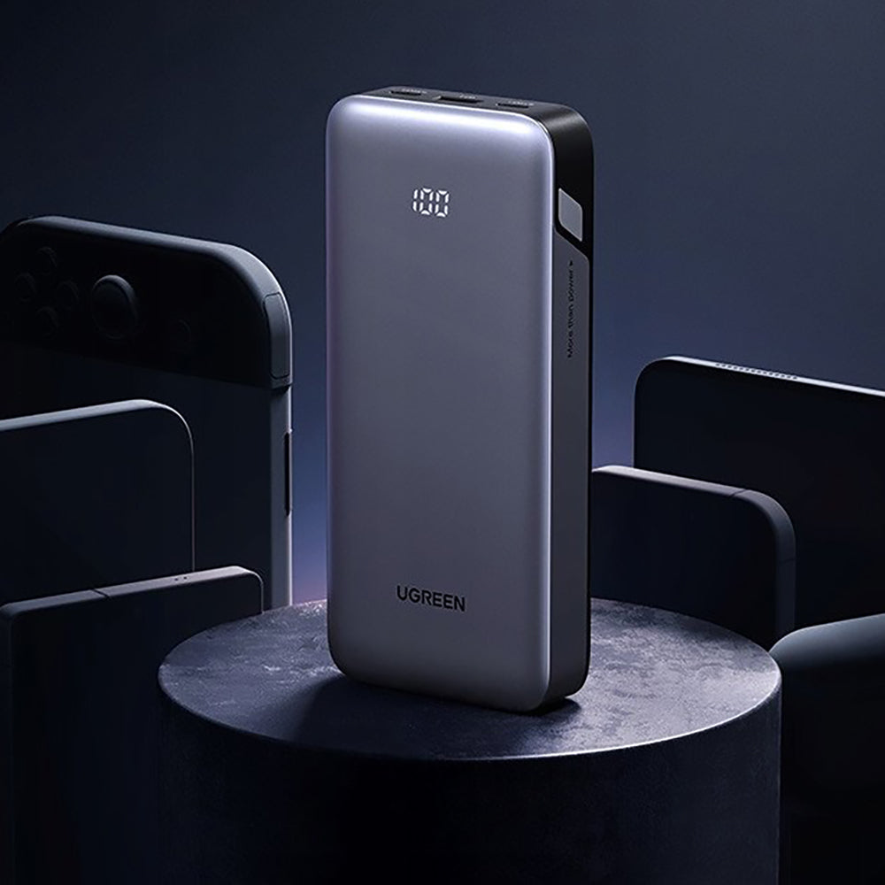 Ekstern batteri UGREEN Nexode PB532 (55989B), 20000mAh, 30W, QC + PD, 1 x USB-A - 2 x USB-C, Grå