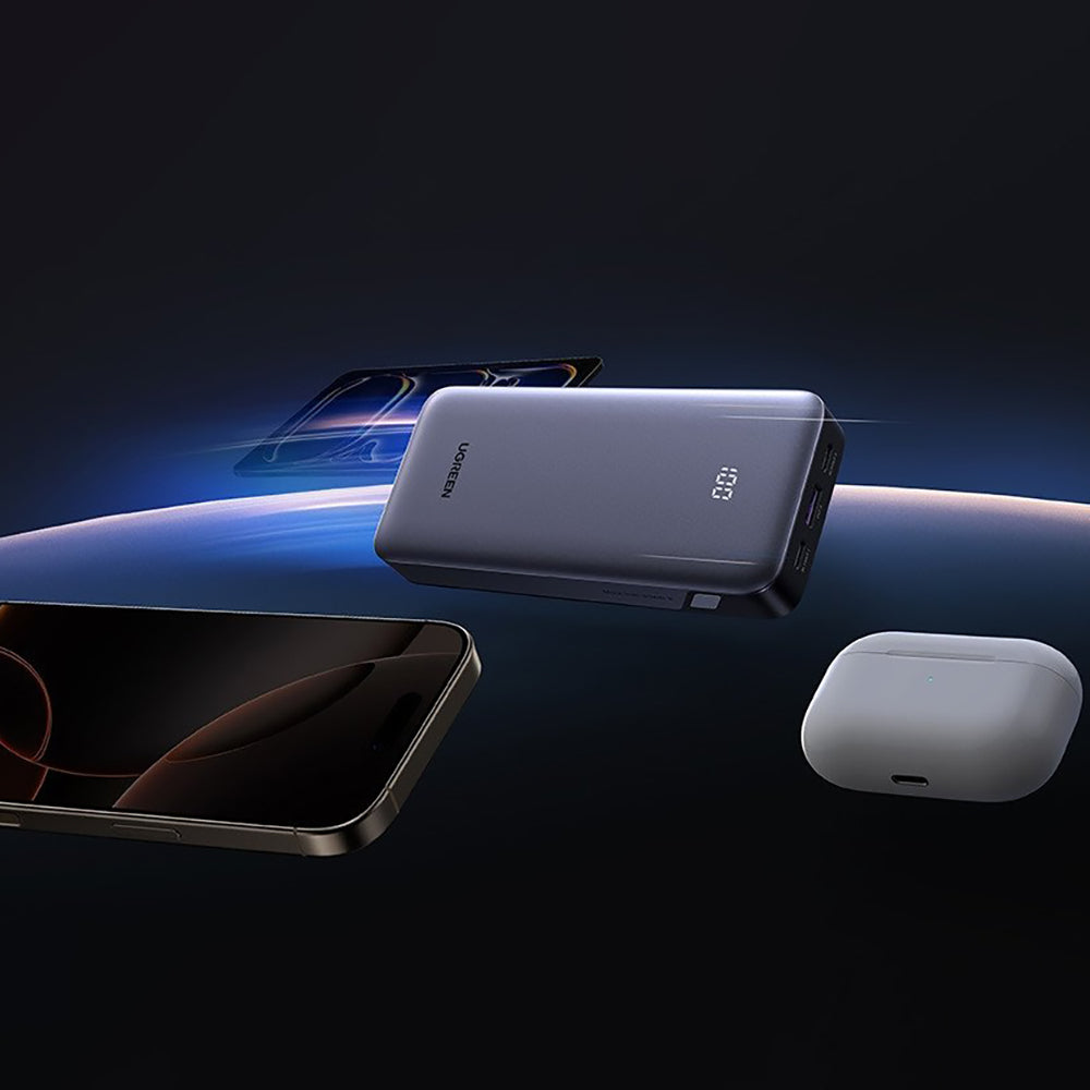 Ekstern batteri UGREEN Nexode PB532 (55989B), 20000mAh, 30W, QC + PD, 1 x USB-A - 2 x USB-C, Grå