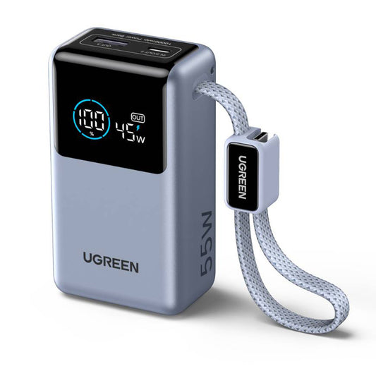 UGREEN Nexode Pro PB727 (75701B) Ekstern Batteri, 10000mAh, 55W, QC + PD, 1 x USB-A - 2 x USB-C, Grå