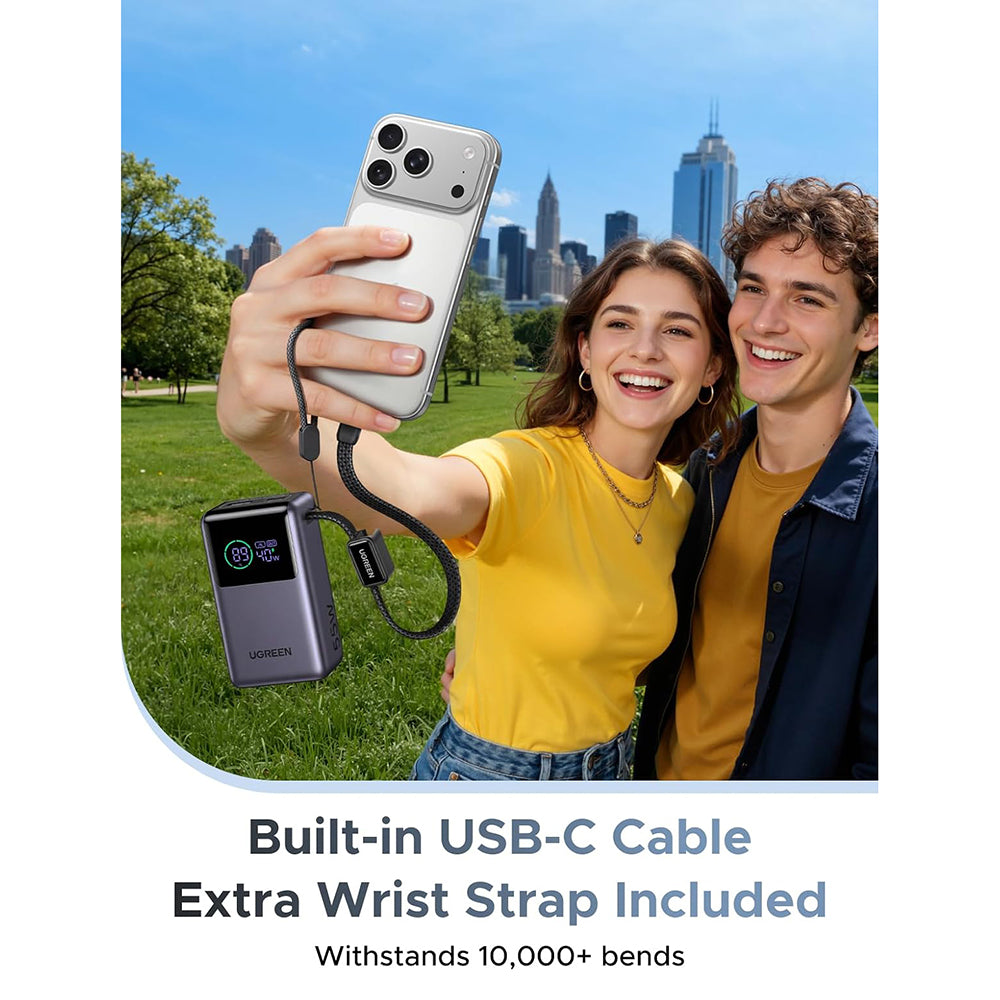 Ekstern batteri UGREEN Nexode Pro PB727 (85301B), 10000mAh, 55W, QC + PD, 1 x USB-A - 2 x USB-C, Grå