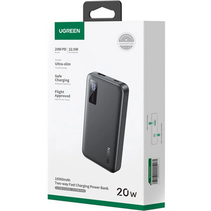 Ekstern Batteri UGREEN PB311, 10000mAh, 22.5W, QC + PD, 1 x USB-C - 2 x USB-A, Svart