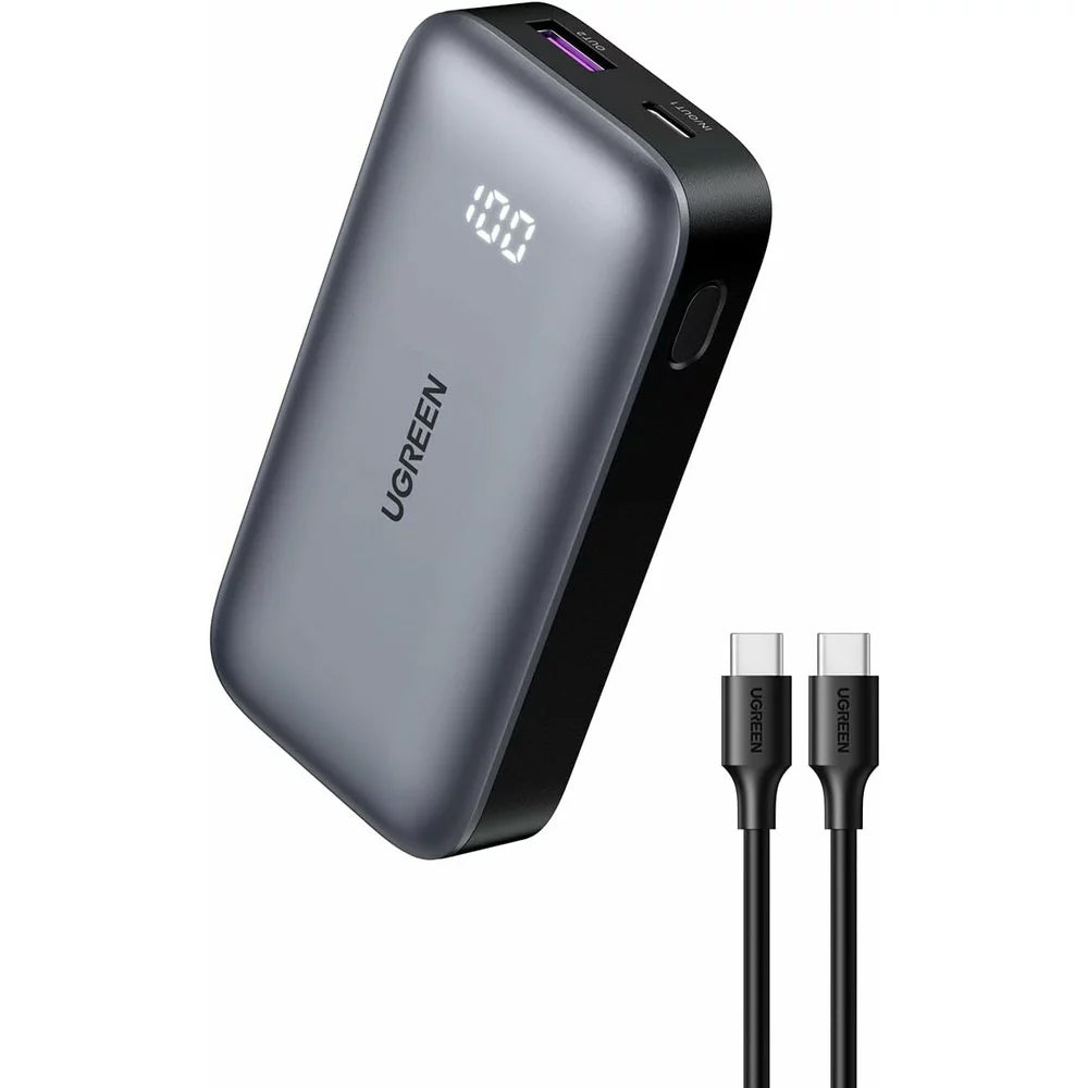 UGREEN PB502 Eksternt batteri, 10000 mAh, 30 W, QC + PD, 1 x USB-A - 1 x USB-C, grå 