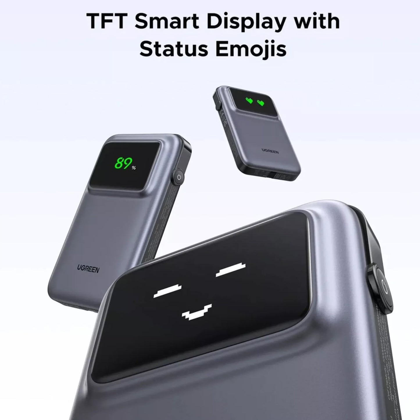 UGREEN PB511 Uno Ekstern Batteri, 10000mAh, 30W, QC + PD, 1 x USB-A - 2 x USB-C, Grå