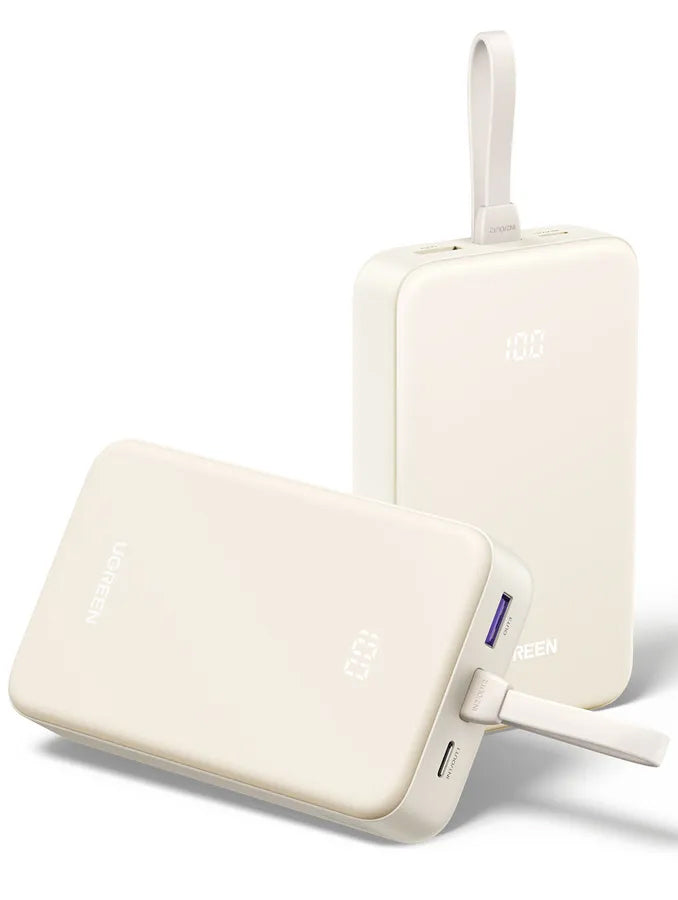Ekstern batteri UGREEN PB521, 20000mAh, 30W, QC + PD, 1 x USB-A - 2 x USB-C, Hvit