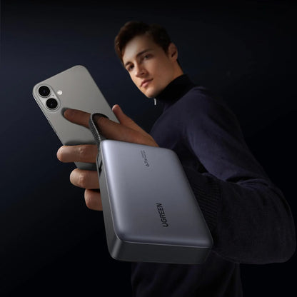 UGREEN PB550 Ekstern Batteri, 20000mAh, 67W, QC + PD, 1 x USB-A - 2 x USB-C, Grå