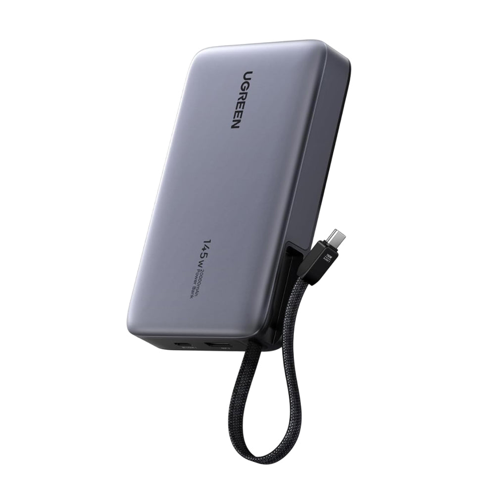 UGREEN PB551 (55992) Ekstern Batteri, 20000mAh, 145W, QC + PD, 1 x USB-A - 2 x USB-C, Grå