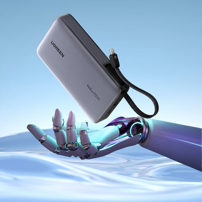 UGREEN PB551 (55992) Ekstern Batteri, 20000mAh, 145W, QC + PD, 1 x USB-A - 2 x USB-C, Grå