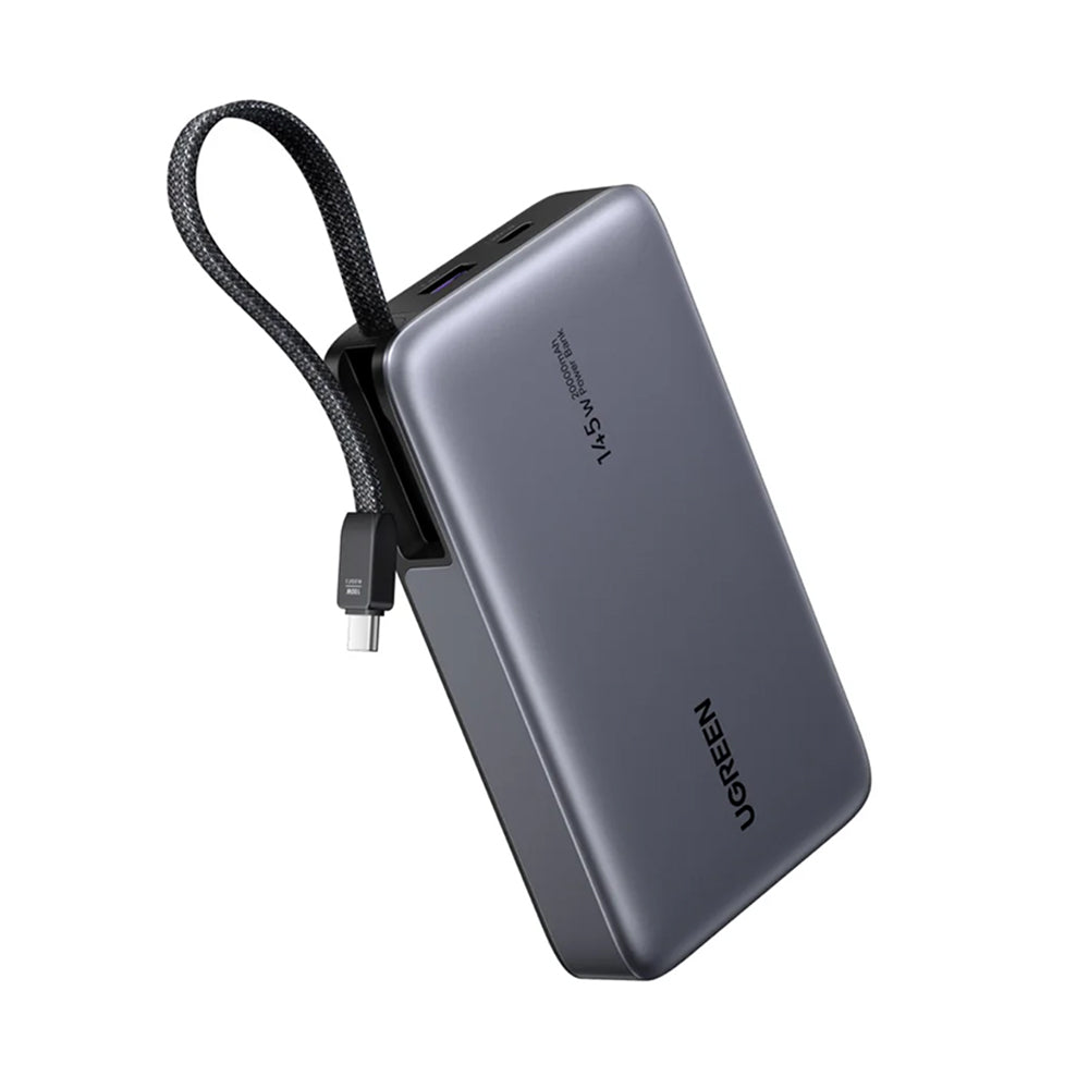UGREEN PB551 (55992) Ekstern Batteri, 20000mAh, 145W, QC + PD, 1 x USB-A - 2 x USB-C, Grå