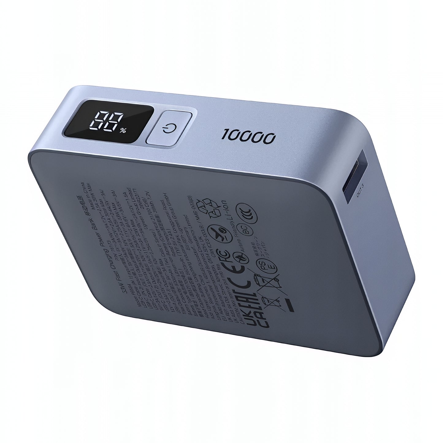 Ekstern batteri UGREEN PB584 (75173B), 10000mAh, 33W, QC + PD, 1 x USB-A - 2 x USB-C, Blå