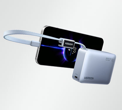 Ekstern batteri UGREEN PB584 (75173B), 10000mAh, 33W, QC + PD, 1 x USB-A - 2 x USB-C, Blå