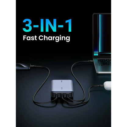 UGREEN PB720 Nexode eksternt batteri, 20000 mAh, 100 W, QC + PD, 1 x USB-A - 2 x USB-C, grå 