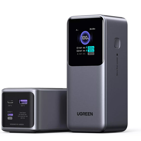 UGREEN PB721 Ekstern Batteri, 20000mAh, 130W, QC + PD, 1 x USB-A - 2 x USB-C, Grå