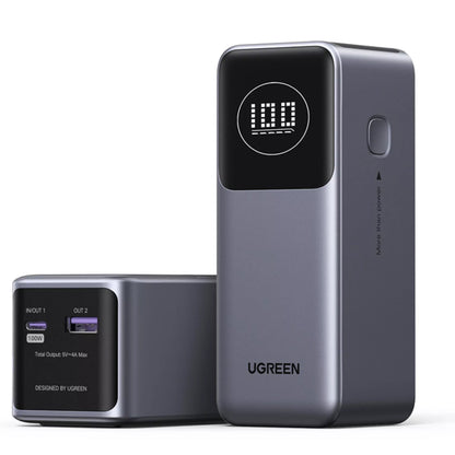 UGREEN PB724 Eksternt batteri, 12000 mAh, 100 W, QC + PD, 1 x USB-A - 1 x USB-C, grå 