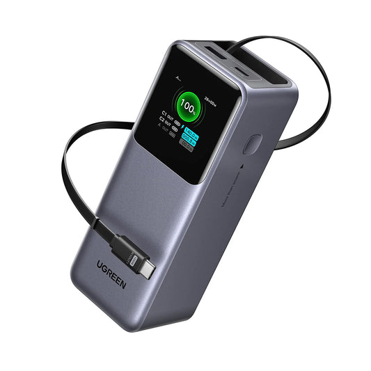 UGREEN PB726 Ekstern Batteri (55987B), 20000mAh, 165W, QC + PD, 1 x USB-A - 2 x USB-C, Grå