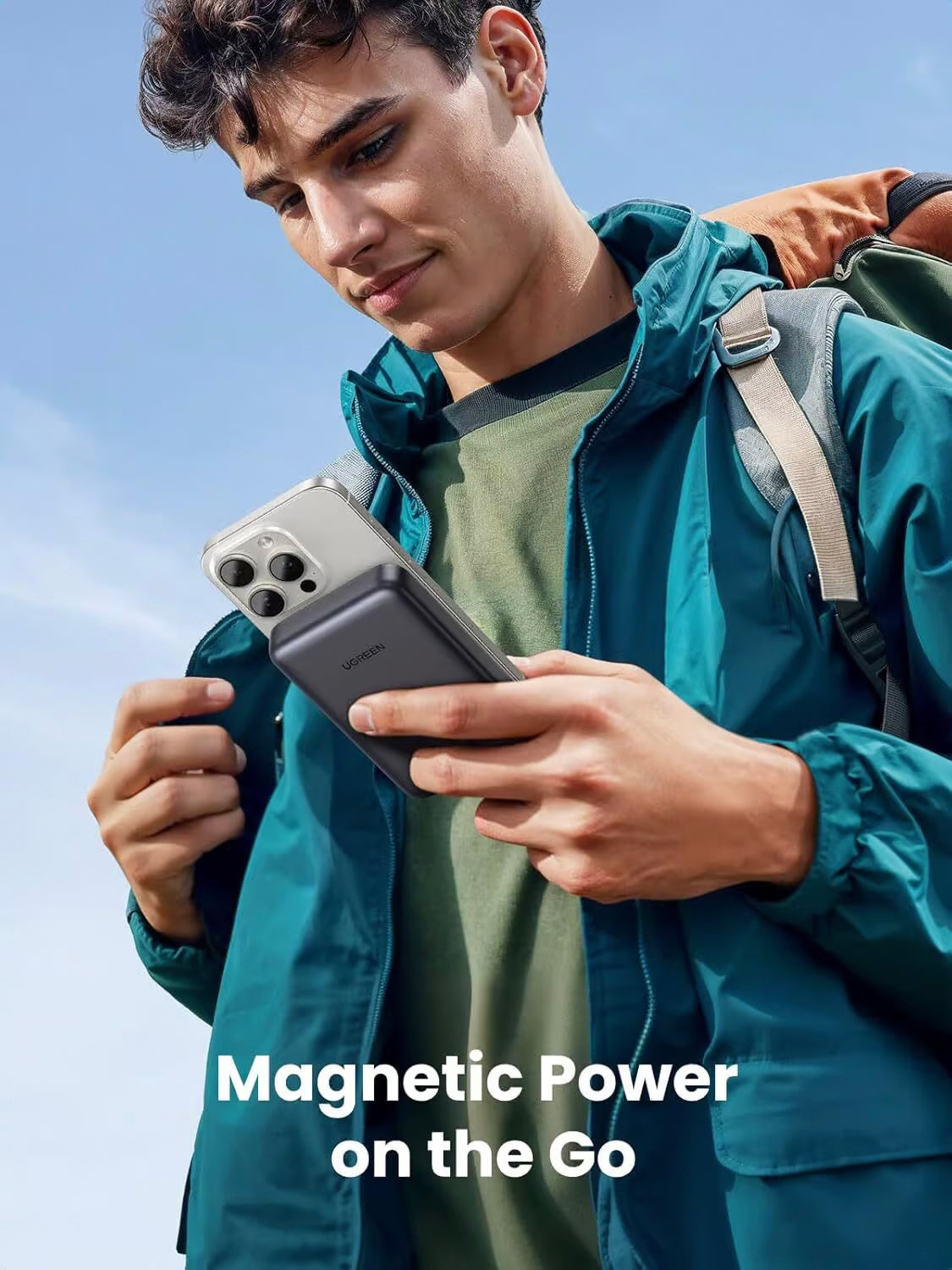 Ekstern batteri UGREEN PB761, 10000mAh, 30W, PD + FQI, 1 x QI - 1 x USB-C, Grå