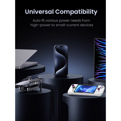 Ekstern batteri UGREEN PB770, 48000mAh, 300W, QC + PD, 2 x USB-A - 3 x USB-C, Grå, Reseglet