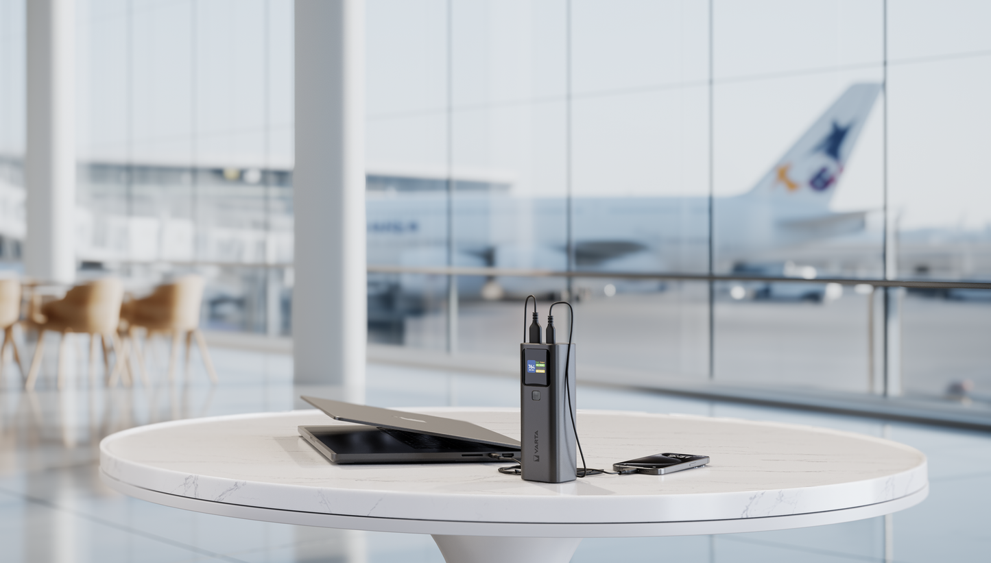 Ekstern Batteri Varta High Speed, 27000mAh, 140W, QC + PD, 1 x USB-A - 2 x USB-C, Svart