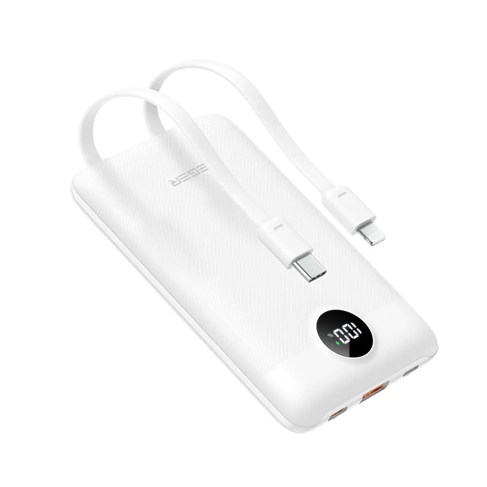 Ekstern batteri Veger C11C, 10000mAh, 22.5W, QC + PD, 1 x Lightning - 1 x USB-A - 2 x USB-C, Hvit