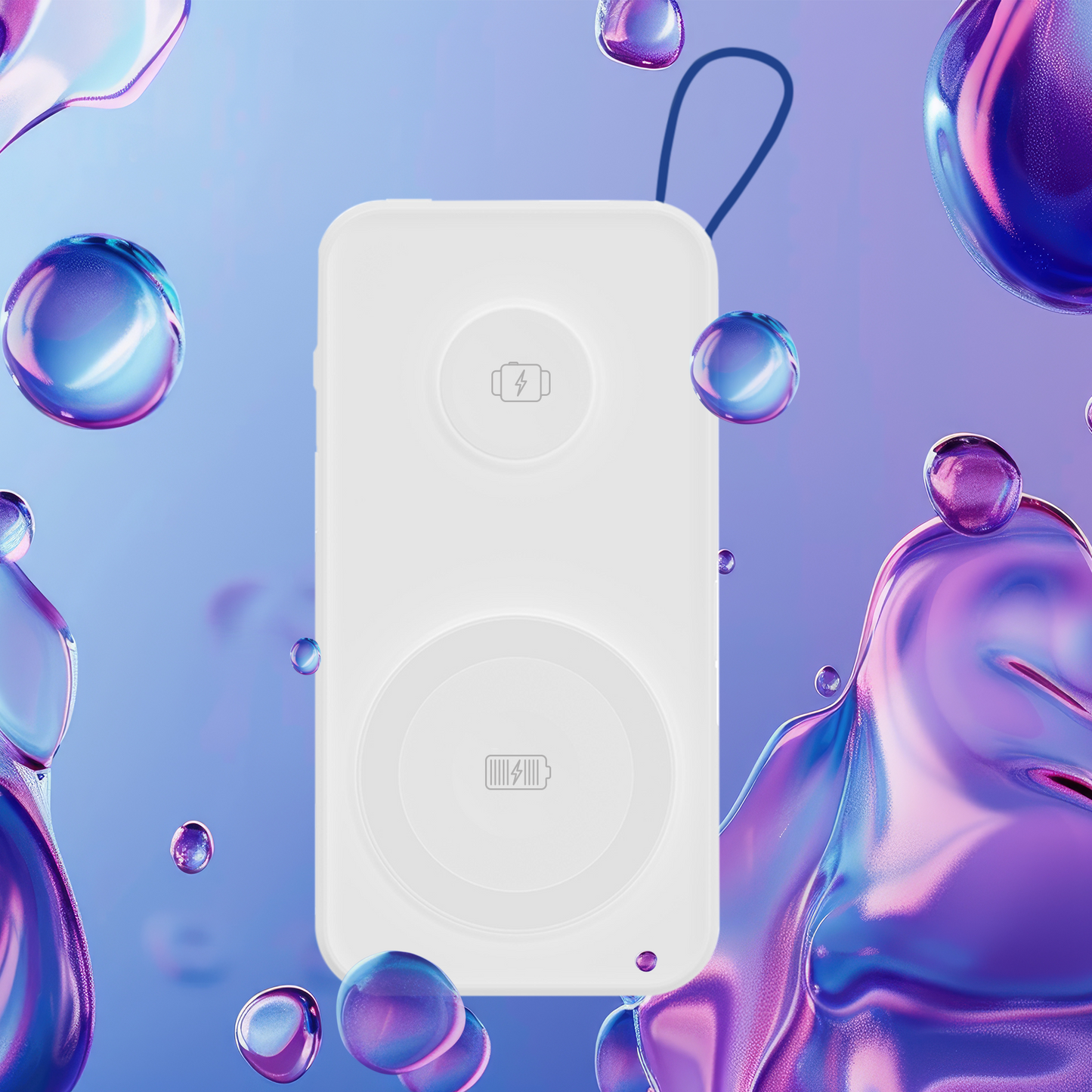 Ekstern trådløs batteri 3MK PastelUp, 10000mAh, 22.5W, QC + PD + FQI, 1 x USB-A - 1 x USB-C - 2 x QI, Hvit