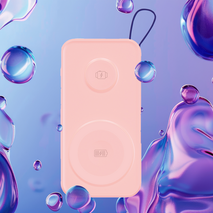 Ekstern trådløs batteri 3MK PastelUp, 10000mAh, 22.5W, QC + PD + FQI, 1 x USB-A - 1 x USB-C - 2 x QI, Rosa