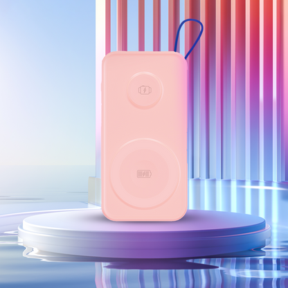Ekstern trådløs batteri 3MK PastelUp, 10000mAh, 22.5W, QC + PD + FQI, 1 x USB-A - 1 x USB-C - 2 x QI, Rosa